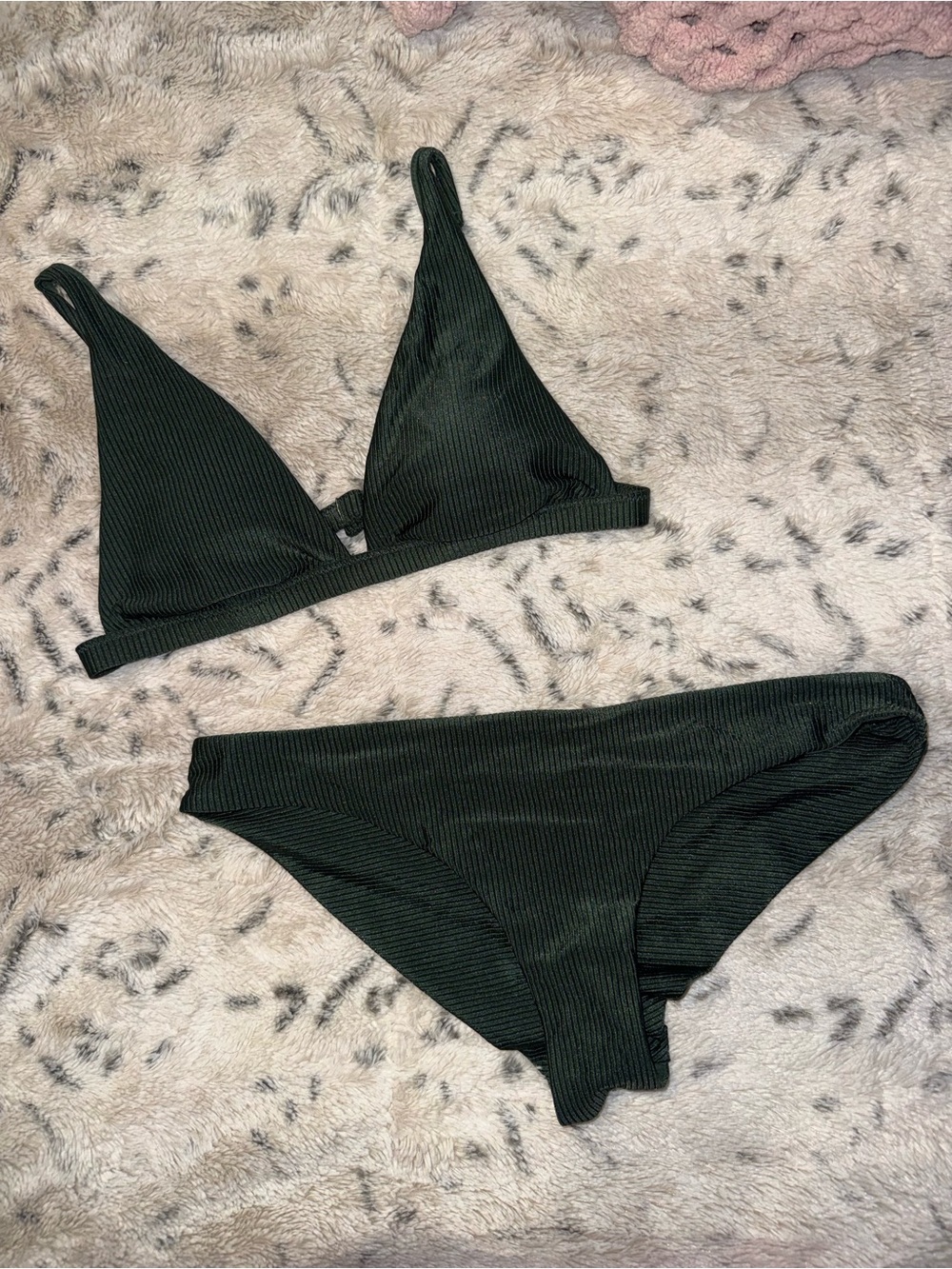 aerie Ribbed Bikini Set in Forest Green